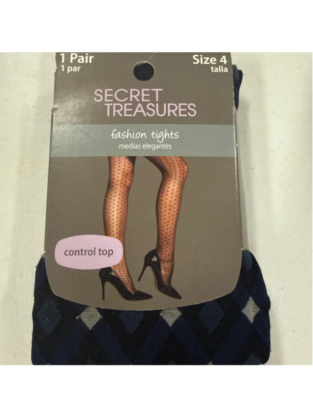 Women's Secret Treasures Fashion Tights Size 4 Navy and Grey